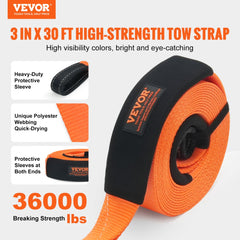 VEVOR Polyester Heavy Duty Tow Strap Recovery Kit 3" x 30 ft (MBS-36,000 lbs) Winch Strap, Triple Reinforced Loop