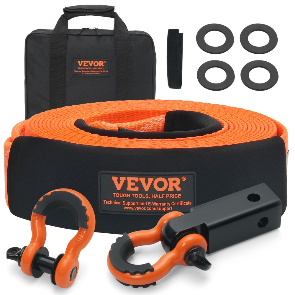 VEVOR Polyester Heavy Duty Tow Strap Recovery Kit 3" x 30 ft (MBS-36,000 lbs) Winch Strap, Triple Reinforced Loop