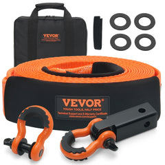 VEVOR Polyester Heavy Duty Tow Strap Recovery Kit 3" x 30 ft (MBS-36,000 lbs) Winch Strap, Triple Reinforced Loop