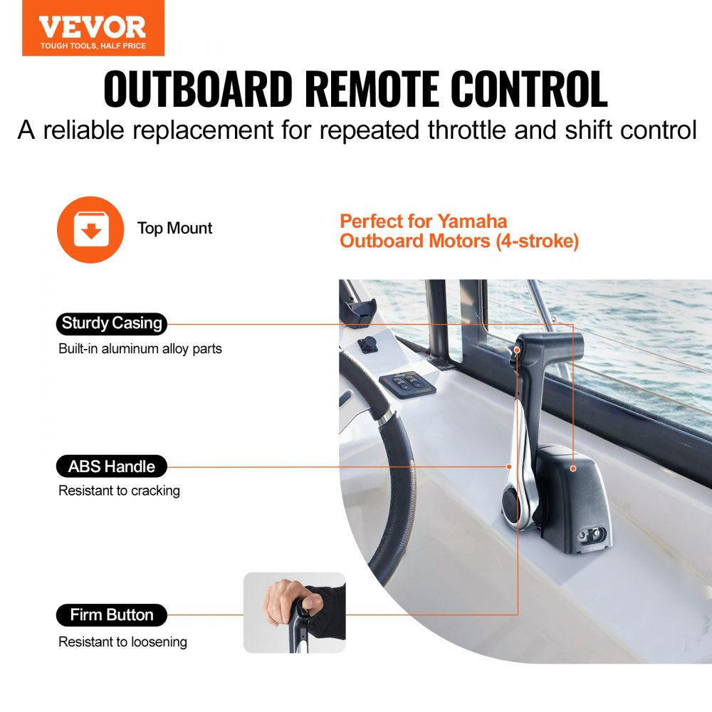 VEVOR Boat Throttle Control, 704-48205-P1 Top-Mounted Outboard Remote Control Box for Yamaha 4-Stroke, Marine Throttle