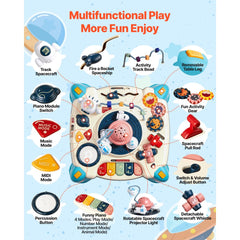 VEVOR Baby Spacecraft Musical Table Toys for 1-3 Years Old, Learning Activity Desk with Space Theme & Soft-glow Star