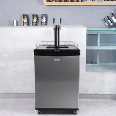 VEVOR Beer Kegerator, Dual Tap Draft Beer Dispenser, Full Size Keg Refrigerator With Shelves, CO2 Cylinder, Drip Tray &