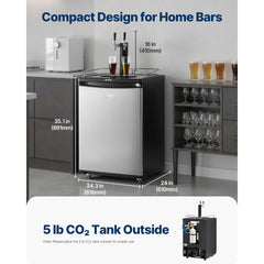 VEVOR Beer Kegerator, Dual Tap Draft Beer Dispenser, Full Size Keg Refrigerator With Shelves, CO2 Cylinder, Drip Tray &
