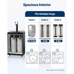 VEVOR Beer Kegerator, Dual Tap Draft Beer Dispenser, Full Size Keg Refrigerator With Shelves, CO2 Cylinder, Drip Tray &