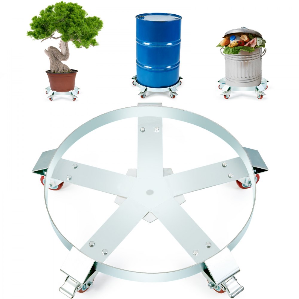 VEVOR 55 Gallon Heavy Duty Drum Dolly, 1250lbs Load Capacity, Barrel Dolly Cart Drum Caddy, Non Tipping Hand Truck