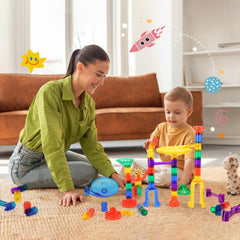 VEVOR Marble Run Set, 150 Piece Marble Maze Building Block Brain Game, with 10 Glow in the Dark Marbles + 40 Glass