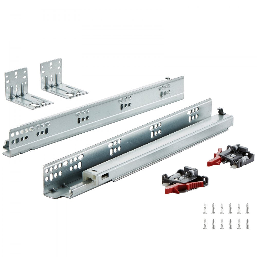 VEVOR 6 Pairs of 15 Inch Drawer Bottom Side Mount Rails, Heavy Duty Full Ball Bearing Extension Steel Track, Soft-Close