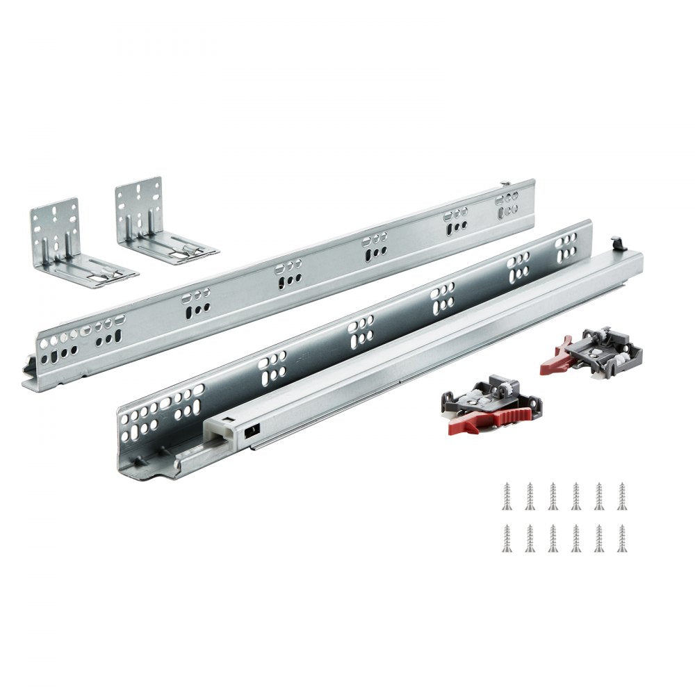 VEVOR 6 Pairs of 21 Inch Drawer Bottom Side Mount Rails, Heavy Duty Full Ball Bearing Extension Steel Track, Soft-Close