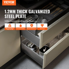 VEVOR 6 Pairs of 18 Inch Drawer Bottom Side Mount Rails, Heavy Duty Full Ball Bearing Extension Steel Track, Soft-Close