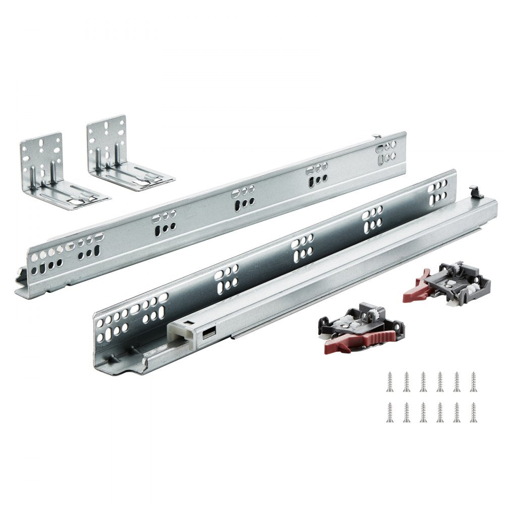 VEVOR 6 Pairs of 18 Inch Drawer Bottom Side Mount Rails, Heavy Duty Full Ball Bearing Extension Steel Track, Soft-Close