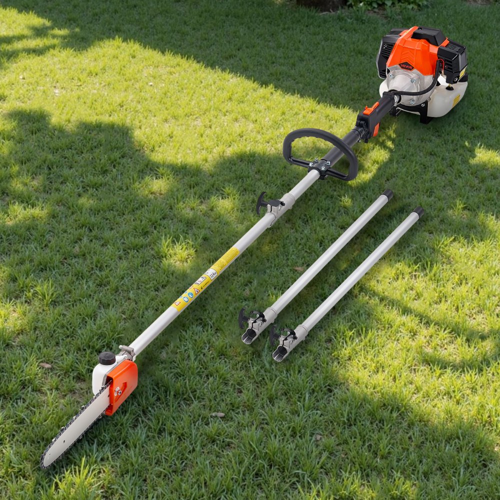 VEVOR Gas Pole Saw, 43CC 2 Stroke Gas Powered Pole Saws with 10 in Cutting Bar, Cordless Tree Trimmer with 30 fl.oz