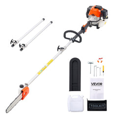 VEVOR Gas Pole Saw, 43CC 2 Stroke Gas Powered Pole Saws with 10 in Cutting Bar, Cordless Tree Trimmer with 30 fl.oz