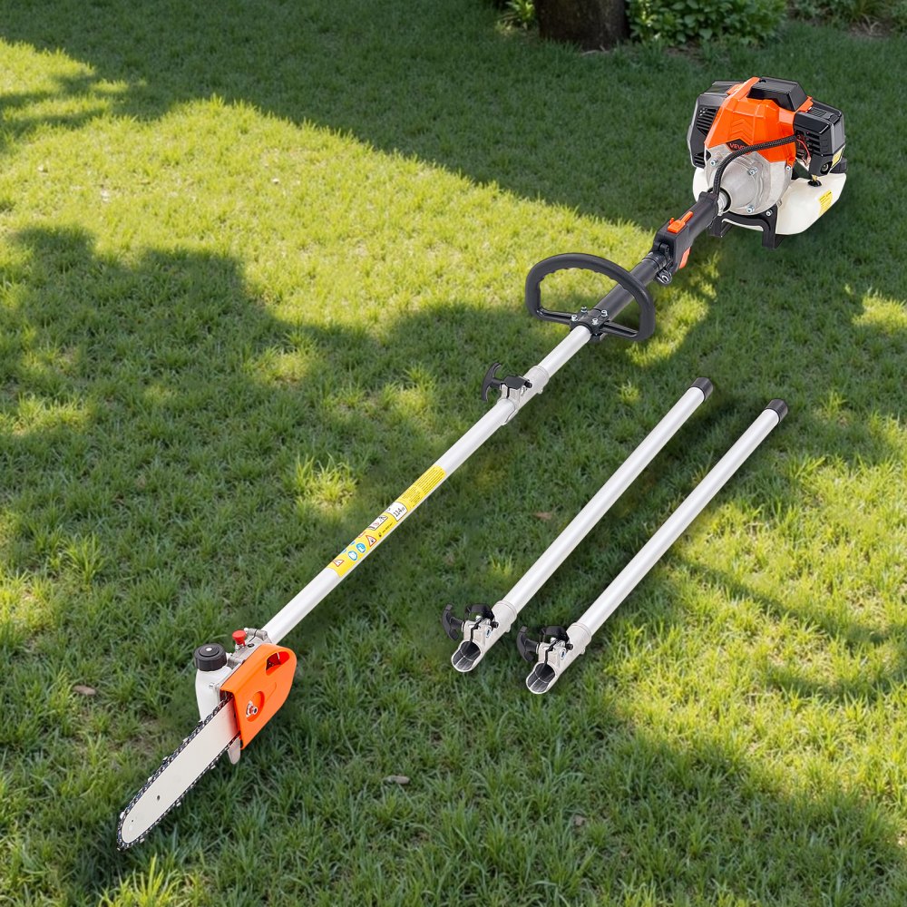 VEVOR Gas Pole Saw, 43CC 2 Stroke Gas Powered Pole Saws with 10 in Cutting Bar, Cordless Tree Trimmer with Rotatable