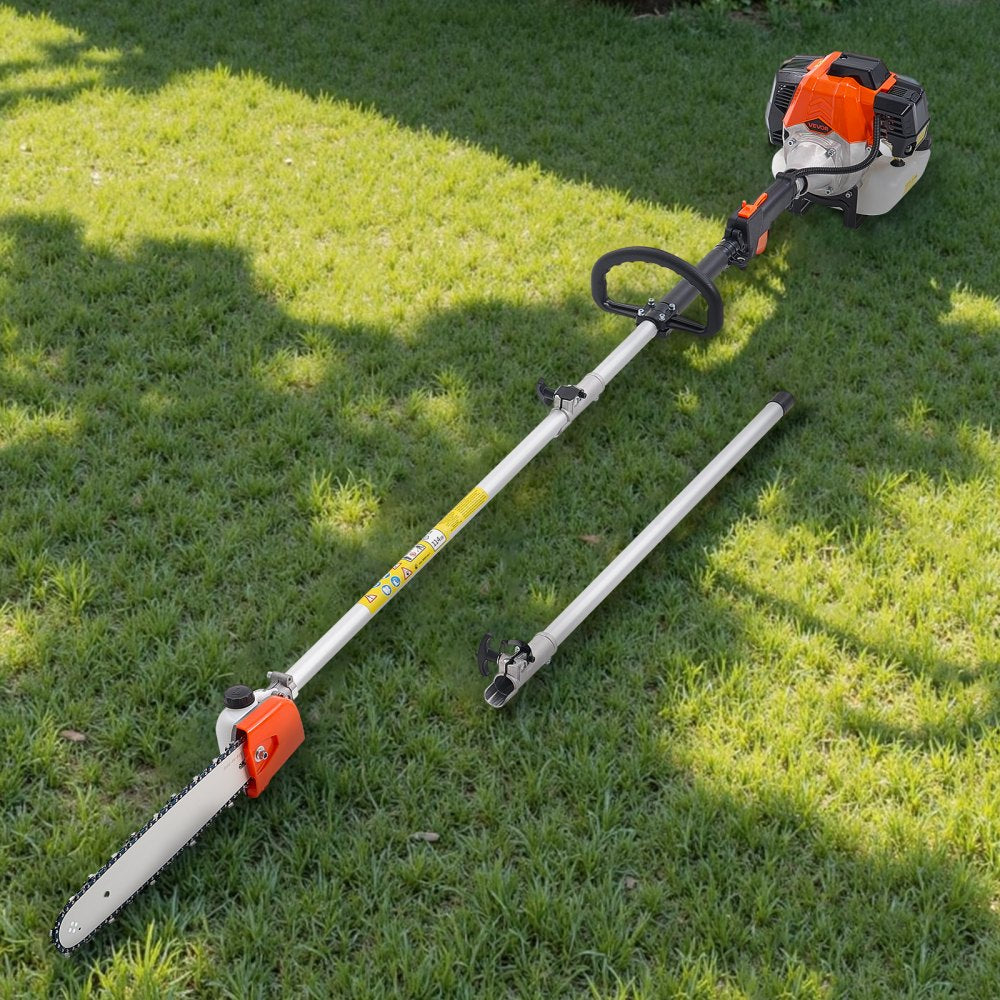 VEVOR Gas Pole Saw, 52CC 2 Stroke Gas Powered Pole Saws with 14 in Cutting Bar, Cordless Tree Trimmer with 30 fl.oz
