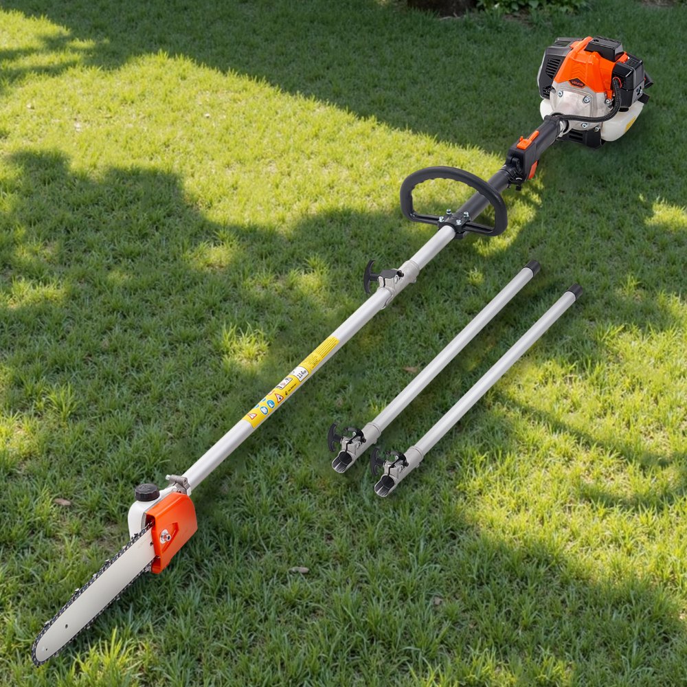 VEVOR Gas Pole Saw, 25CC 2 Stroke Gas Powered Pole Saws with 12 in Cutting Bar, Cordless Tree Trimmer with 23 fl.oz