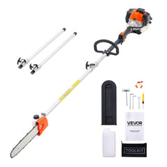VEVOR Gas Pole Saw, 25CC 2 Stroke Gas Powered Pole Saws with 12 in Cutting Bar, Cordless Tree Trimmer with 23 fl.oz