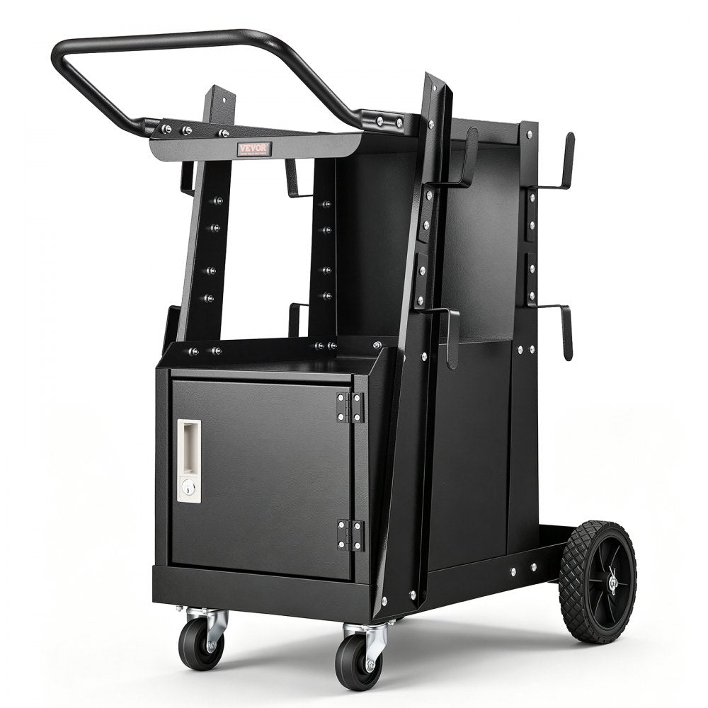 VEVOR Welding Cart, 2-Tier Heavy Duty Welder Cart with Anti-Theft Lockable Cabinet, 265LBS Weight Capacity, 360° Swivel