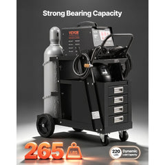 VEVOR Welding Cart, 2-Tier 4 Drawers Welder Cart with 265 LBS Weight Capacity, 360° Swivel Wheels, Tank Storage Safety