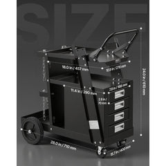 VEVOR Welding Cart, 2-Tier 4 Drawers Welder Cart with 265 LBS Weight Capacity, 360° Swivel Wheels, Tank Storage Safety