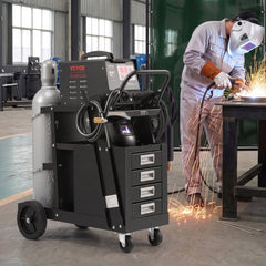 VEVOR Welding Cart, 2-Tier 4 Drawers Welder Cart with 265 LBS Weight Capacity, 360° Swivel Wheels, Tank Storage Safety