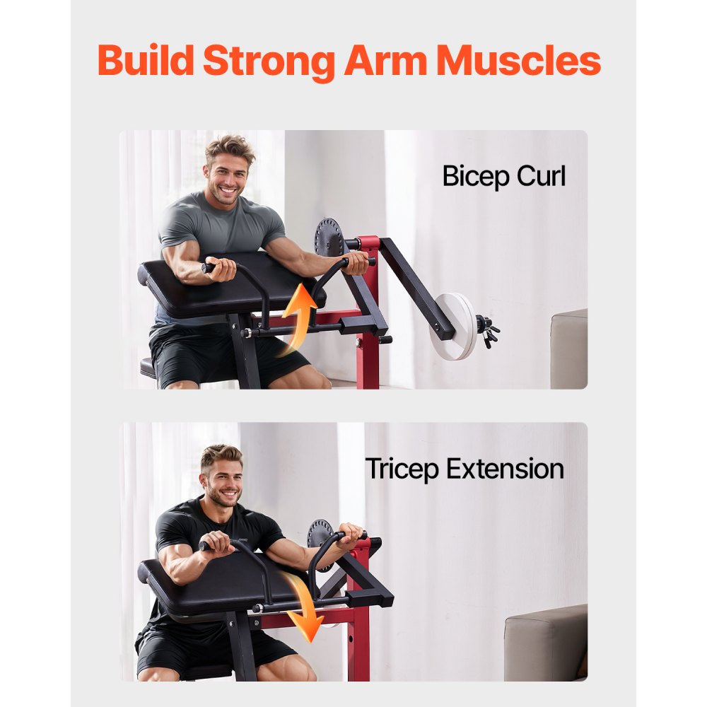 VEVOR Preacher Curl Machine, 2 in 1 Bicep Curl Machine and Triceps Extension Machine, Seated Arm Isolated Bicep