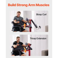 VEVOR Preacher Curl Machine, 2 in 1 Bicep Curl Machine and Triceps Extension Machine, Seated Arm Isolated Bicep
