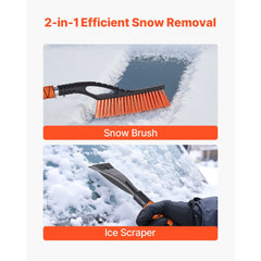 VEVOR Snow Brush and Ice Scrapers for Car Windshield, 27-inch Aluminum Snow Scraper Removal Tool with Foam Grip &