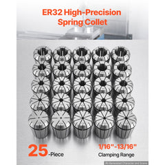 VEVOR ER32 Collet Set 1/16"-13/16" 25 Piece ER32 Spring Collet Chuck Set, for Milling Machines & Drill Presses, 0.0008"