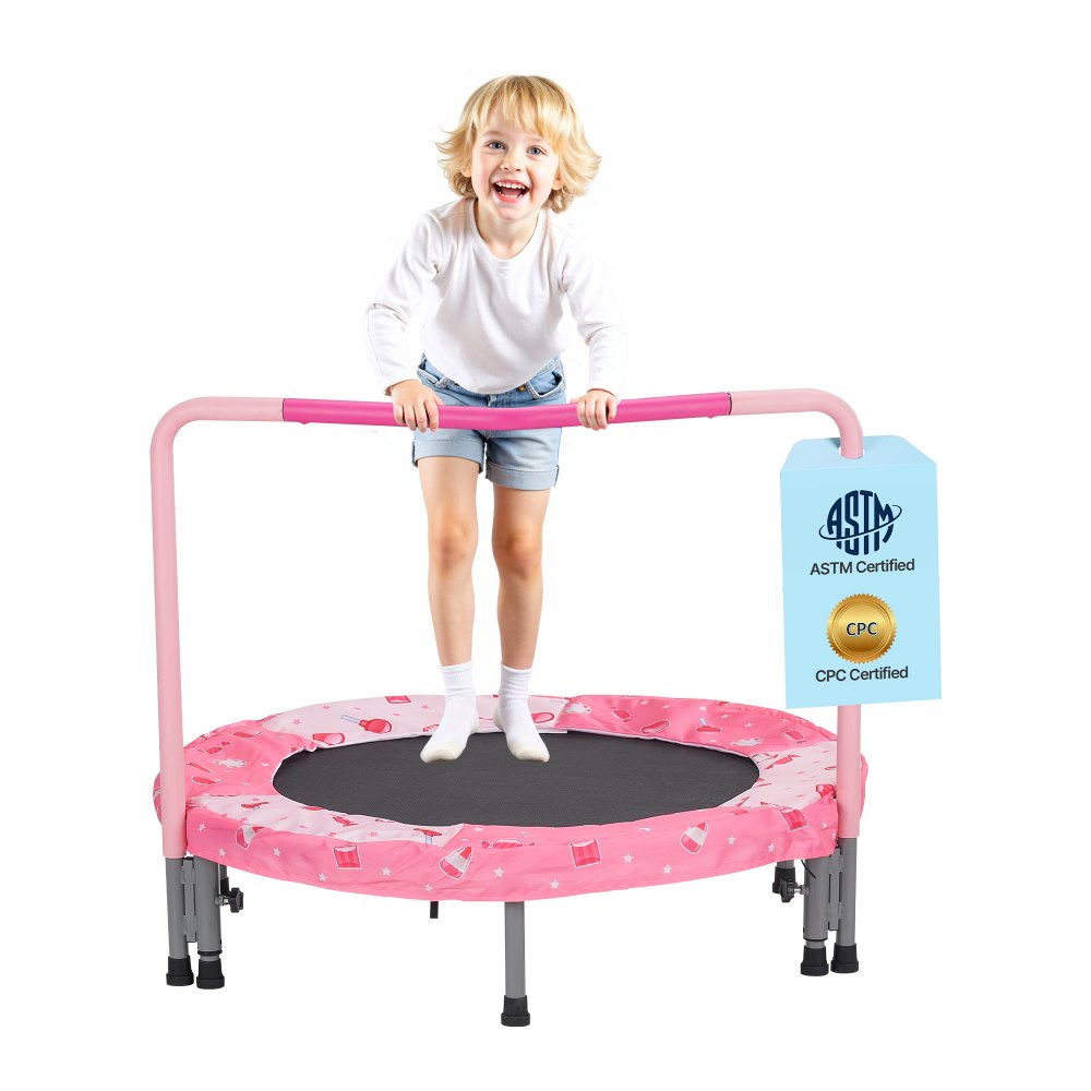 VEVOR 36" Kids Trampoline, 3FT Indoor Outdoor Trampoline, Foldable Mini Trampoline with Handle, Rebounder Trampoline