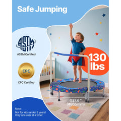 VEVOR 36" Kids Trampoline, 3FT Indoor Outdoor Trampoline, Foldable Mini Trampoline with Handle, Rebounder Trampoline