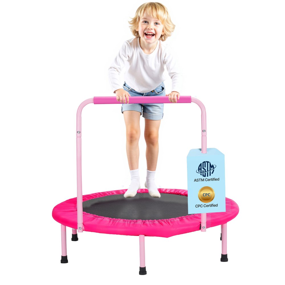 VEVOR 36" Kids Trampoline, 3FT Indoor Outdoor Trampoline, Foldable Mini Trampoline with Handle, Rebounder Trampoline