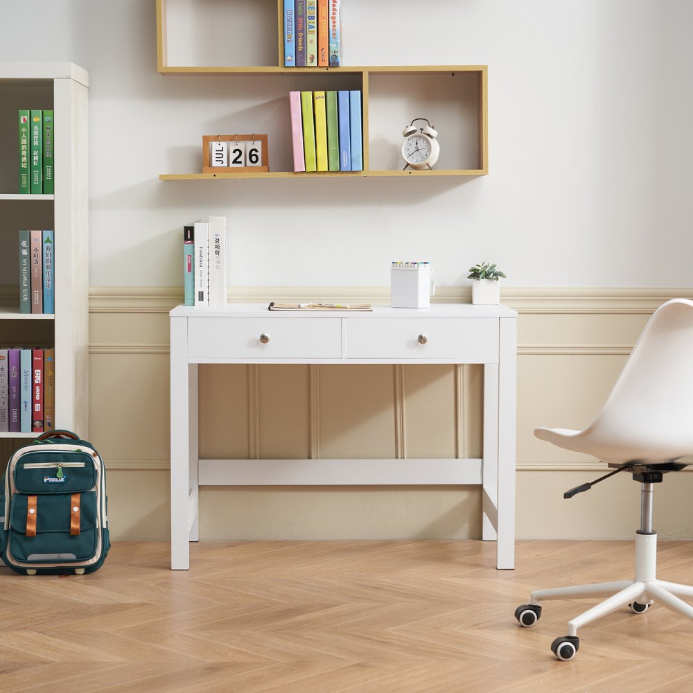 VEVOR Small Desk with Drawers, Kids Desk for Bedroom, Modern Simple Study Table for Drawing, Reading, Writing
