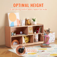 VEVOR Cubby Mobile Tray Storage Cabinet, 5-Compartment Cubby Storage Shelf, Cubby Storage Cabinet 2-shelf, Classroom