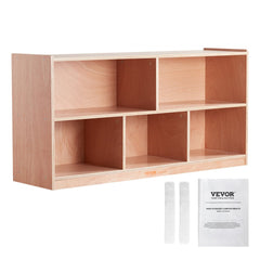 VEVOR Cubby Mobile Tray Storage Cabinet, 5-Compartment Cubby Storage Shelf, Cubby Storage Cabinet 2-shelf, Classroom