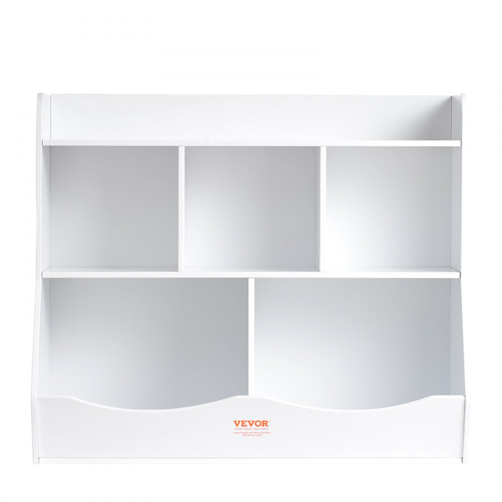 VEVOR Wood Kid Storage Cubby, Toy Storage Organizer with Bookshelf, 5-Cubby Wood Toy Storage Cabinet, Children Book Toy