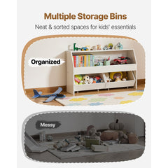 VEVOR Toy Storage Organizer, Wooden Kids Bookshelf with Storage, Toy Storage Cabinet with 2 Mobile Drawers, Kids