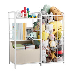 VEVOR Kids Bookshelf and Stuffed Animal Storage, Toy Storage Organizer, 2-Tier Book Shelf with Fabric Toy Chest, Toy