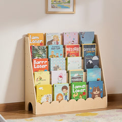 VEVOR Montessori Bookshelf, 5-Tier Scalloped Kids Bookshelf, Front Facing Toddler Bookcase, Dual Hooks for Hanging