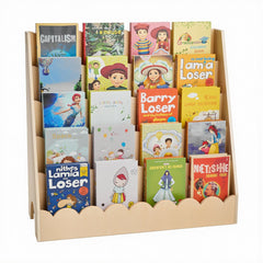 VEVOR Montessori Bookshelf, 5-Tier Scalloped Kids Bookshelf, Front Facing Toddler Bookcase, Dual Hooks for Hanging