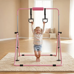 VEVOR Gymnastic Bars for Kids, 140 lbs Capacity Folding Training Kip Bar, Adjustable Height Gymnastic Horizontal Bar