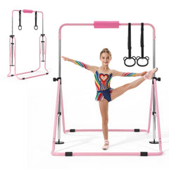 VEVOR Gymnastic Bars for Kids, 140 lbs Capacity Folding Training Kip Bar, Adjustable Height Gymnastic Horizontal Bar