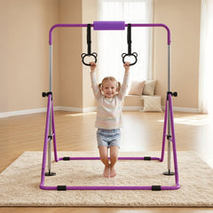 VEVOR Gymnastic Bars for Kids, 140 lbs Capacity Folding Training Kip Bar, Adjustable Height Gymnastic Horizontal Bar