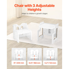 VEVOR Montessori Weaning Table and Chair Set, 3 In 1 Wooden Toddler Table and Chairs with Chalkboard, Adjustable Height
