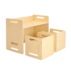 VEVOR Montessori Weaning Table and Chair Set, Wooden Toddler Table and Chair Set with 2 Chairs, Adjustable Height