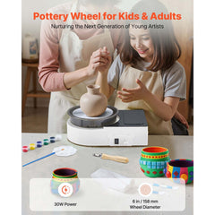 VEVOR Mini Pottery Wheel, 6 inch Turntable, Forward and Reverse Rotation, Adjustable Speed, Electric Clay Wheel for