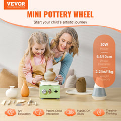 VEVOR Mini Pottery Wheel, 0-320RPM Adjustable Speed Detachable Basin Forming Machine, 2.56in/3.94in 2 Turntables