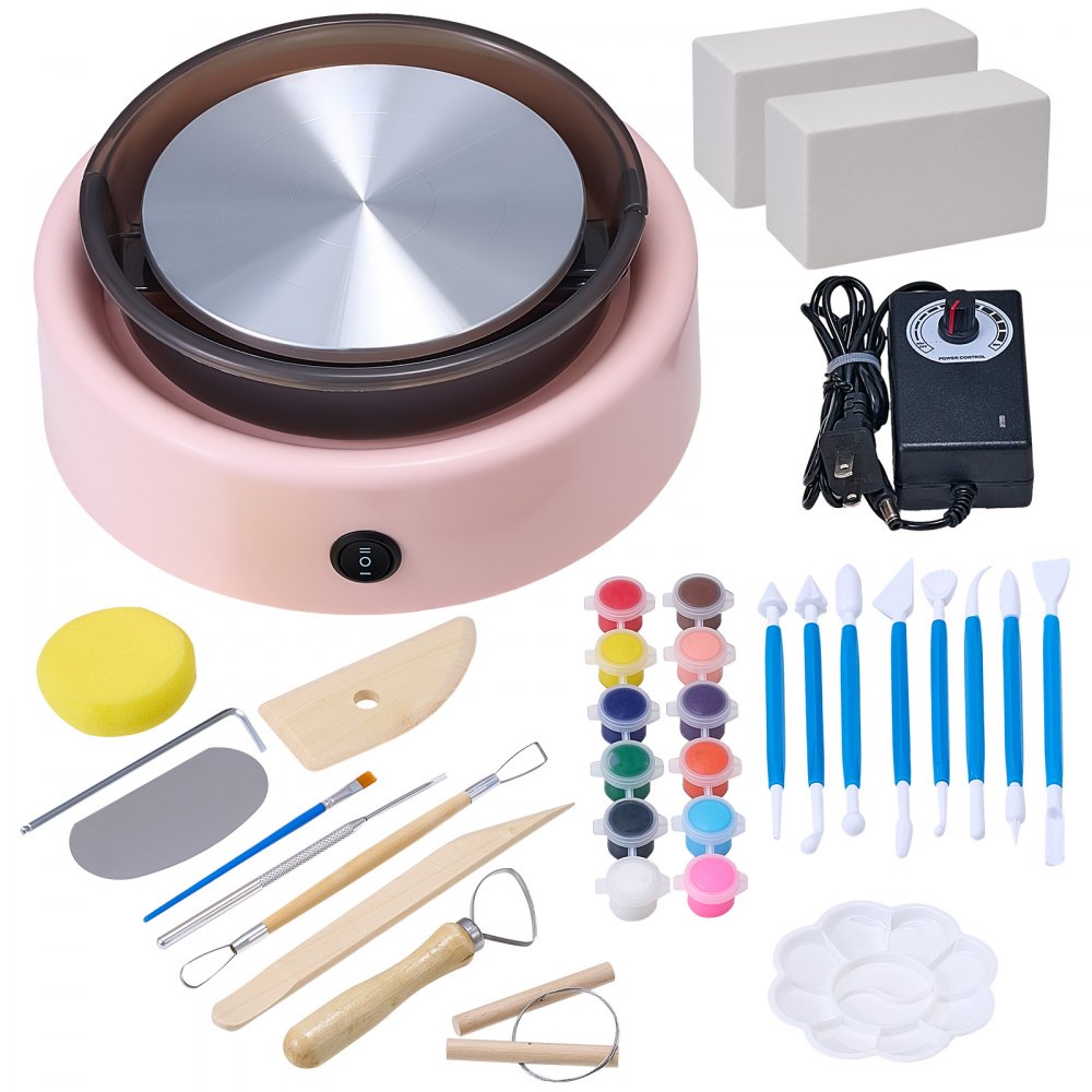 VEVOR Mini Pottery Wheel, 6 inch Turntable, Forward and Reverse Rotation, Adjustable Speed, Electric Clay Wheel for