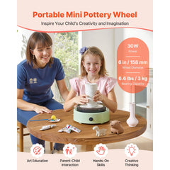 VEVOR Mini Pottery Wheel, 6 inch Turntable, Forward and Reverse Rotation, Adjustable Speed, Electric Clay Wheel for