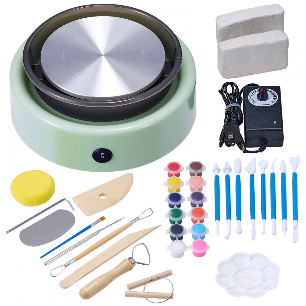 VEVOR Mini Pottery Wheel, 6 inch Turntable, Forward and Reverse Rotation, Adjustable Speed, Electric Clay Wheel for