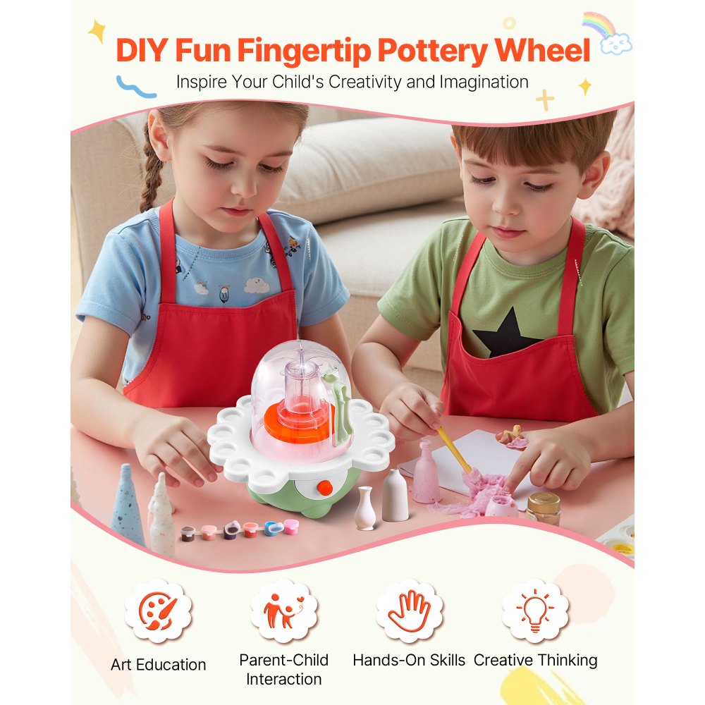 VEVOR Mini Pottery Wheel, 2 in and 3 in Turntables, Adjustable Speed, Electric Clay Wheel for Kids and Beginners